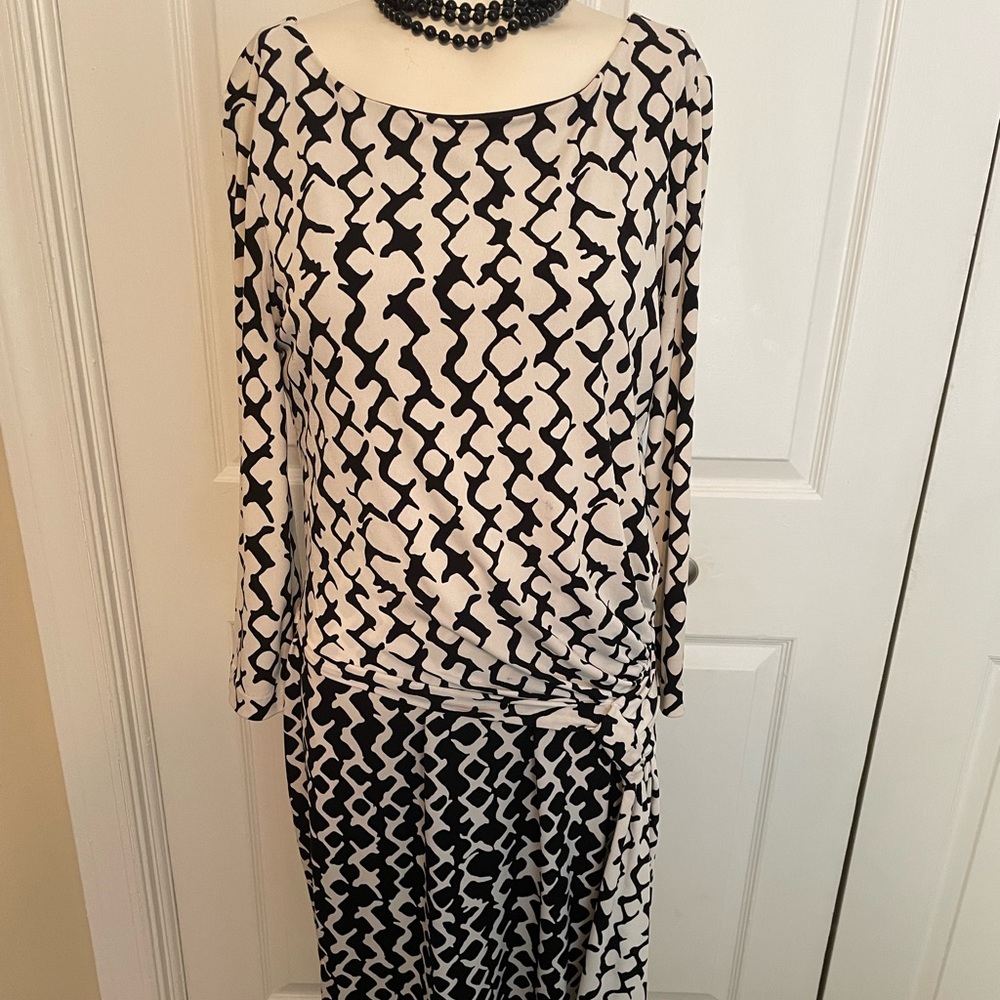 Black and white reverse print wrap dress